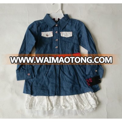 High quality stock clearance cotton shirt girls dress for kids girls