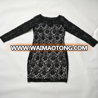 Ladies new model dress & ladies fashion lace dresses navy black dress for stock sale